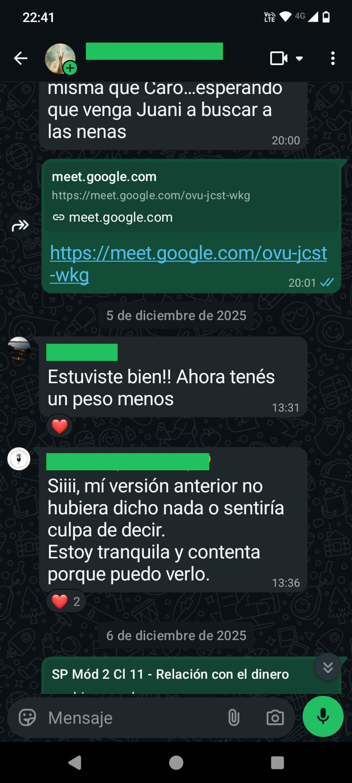 Mensaje de una participante del Reto El Arte de Recibir